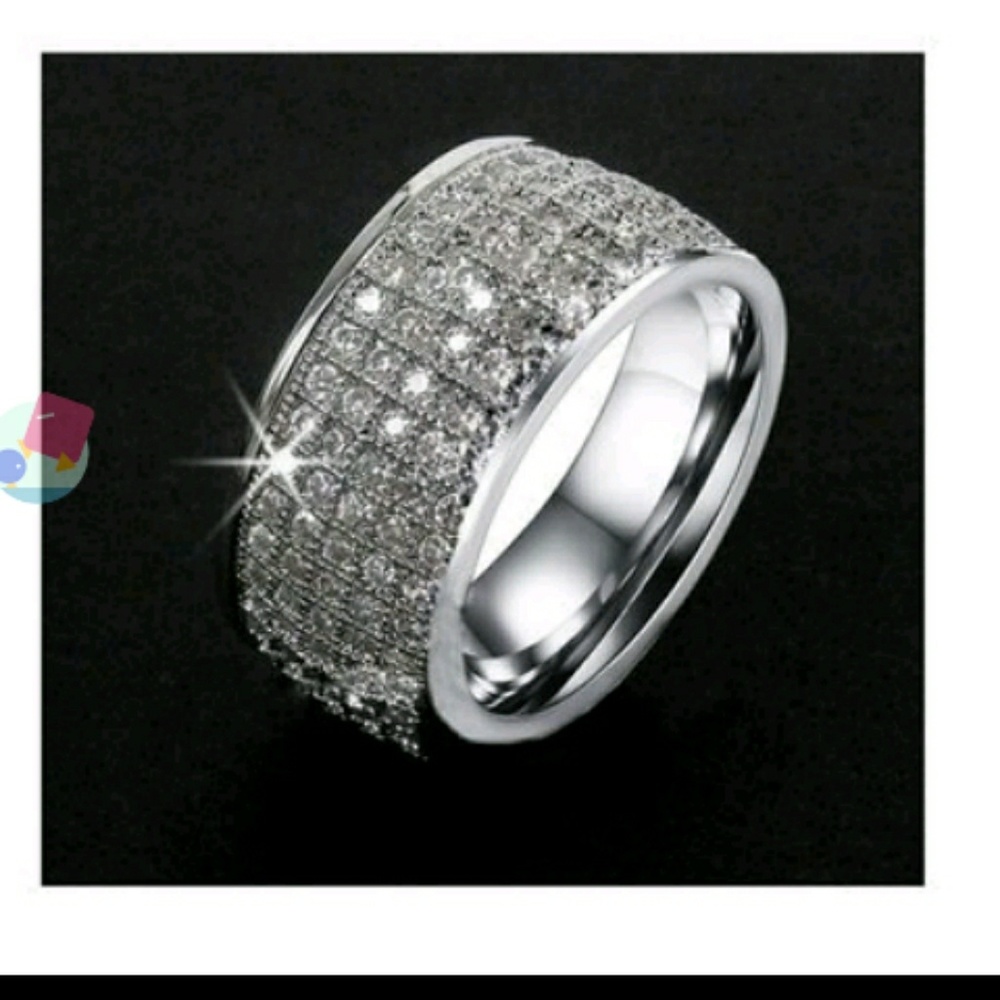 Fiery AAAAA Diamond CZ Sz.7 Eternity Ring